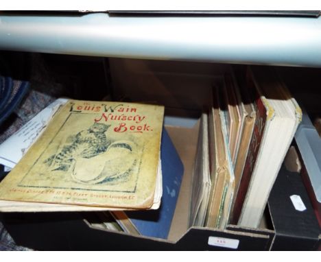 A box of assorted early 20thC children's books and annuals to include 'Everyday Fairy Book', 'Louis Wain Nursery Book', 'Luci