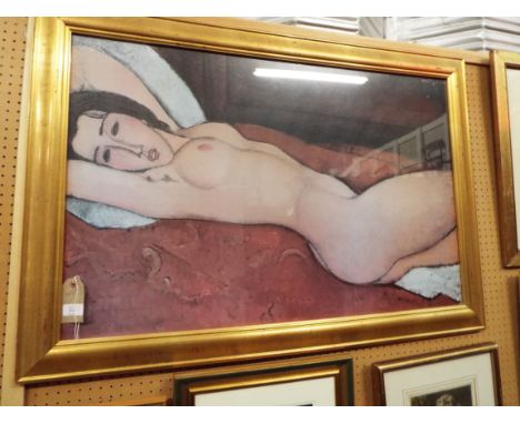 After MODIGLIANI 'Reclining Nude' poster print, set in contemporary gilt frame