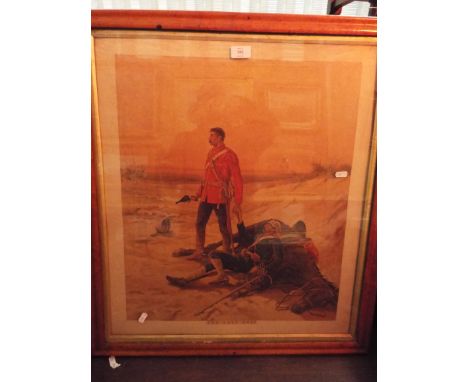 A Victorian war interest print titled 'The Last Grip', set in a maple veneered frame
