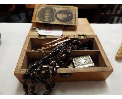 A Mauchline ware box bearing the image of Shakespeare's house together with a vintage Hudson and Co. police whistle, rosemary