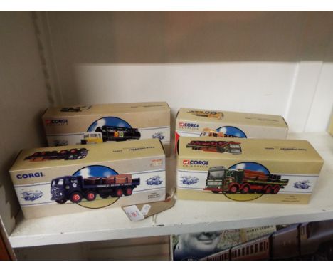 Four boxed Corgi die cast model lorries comprising of a Foden G and C in Moore Ltd livery No. 97955, a Scammell Highwayman ta