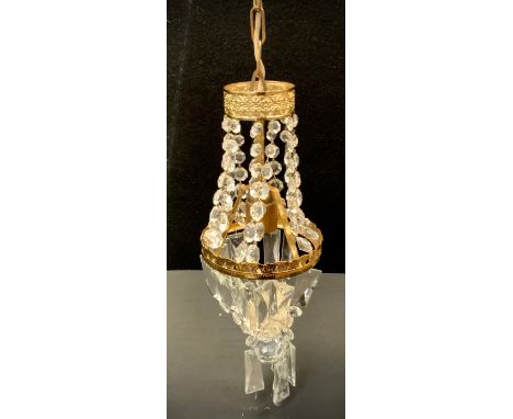 A gilt metal and glass ceiling light fixture, 65cm high 