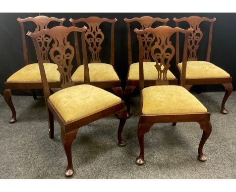 A set of six Chippendale Revival mahogany dining chairs, c.1920 