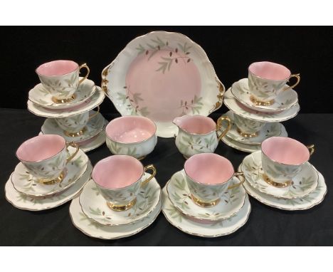 A Royal Albert ‘Braemar’ pattern tea set for eight comprised of; sandwich plate, milk jug, sugar bowl, eight tea cups and sau