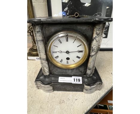 SLATE MANTLE CLOCK WITH KEY A/F