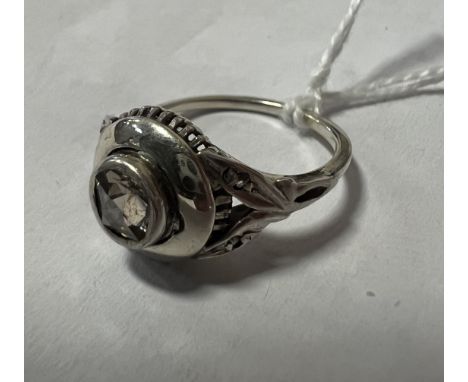 SILVER &amp; DIAMOND RING SIZE J 3.4 GRAMS APPROX