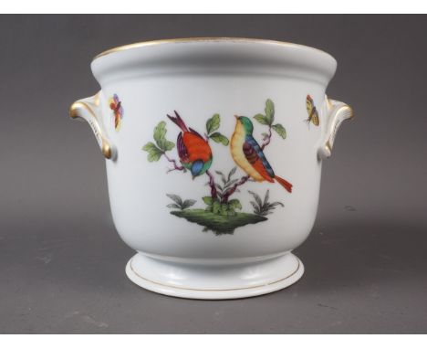 A Herend cachepot with bird and insect decoration, 4 3/4" highCondition:No visible condition issues.