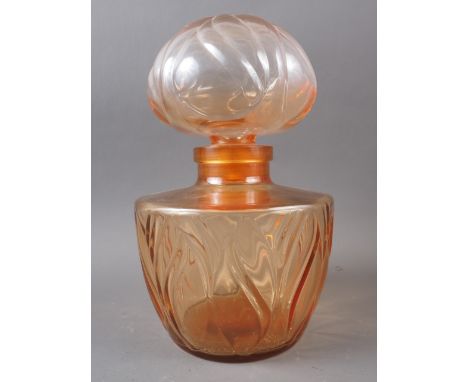 A Faberge peach coloured glass display perfume decanter and stopperCondition:No visible issues. 