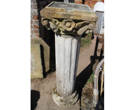 A cast stone Corinthian column sundial, 49" high