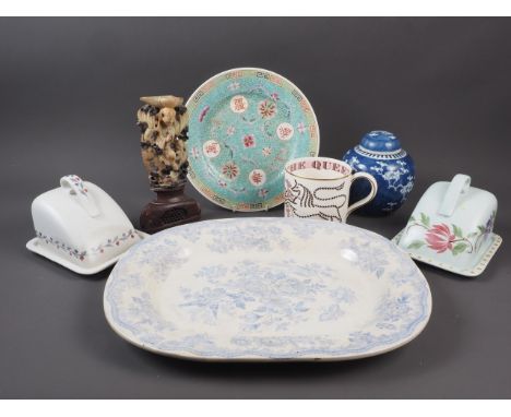 A Wedgwood Queen Elizabeth II 1953 coronation commemorative mug, designed by Richard Guyatt, a Chinese blue and white ginger 