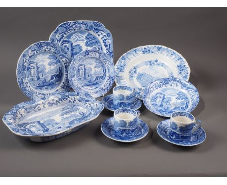A quantity of Spode Italian, including three coffee cans, three saucers, a sandwich plate, a Masons soup bowl and other items