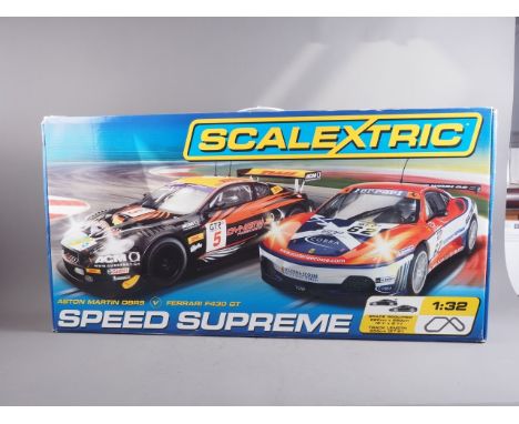 A Scalextric Speed Supreme Aston Martin DBR9 and Ferrari F430GT, boxed