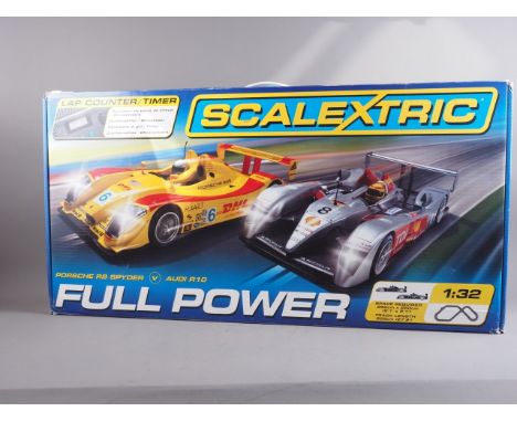 A Scalextric Full Power Porsche RS Spyder &amp; Audi R10, boxed, a&nbsp;Scalextric digital set with four controllers and trac