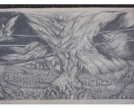 Donald Pass: pencil sketch, "The Resurrection Study 1", design for a mural, 57" x 27", unframed