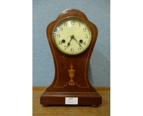 An Edward VII inlaid mahogany mantel clock 