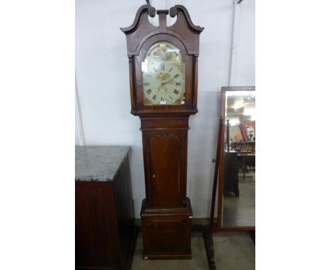 A George III Welsh oak 30-hour longcase clock, the arched painted dial signed John Jones &amp; Son, Aberystwyth, a/f 