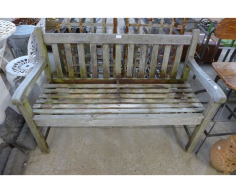 A teak garden bench 