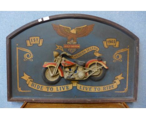 A Harley-Davidson advertising sign 