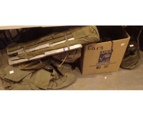 Quantity of military clothing and equipment including new boots and a stretcher mainly first Gulf war vintage 
