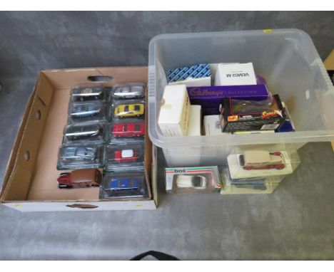 MIXED BOX OF DIE CAST VEHICLES , fourteen in total, makes include Solido, Matchbox, Majorette, model box etc, together with a