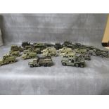 THIRTEEN UNBOXED CORGI MILITARY VEHICLES, mainly half tracks, together wtih four Solido tank