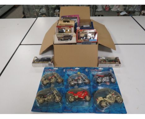THREE CARDED CHAD VALLEY 1:18 SCALE MOTORCYCLE TWIN SETS, together with twenty three Lledo / Days Gone vehicles, to include D