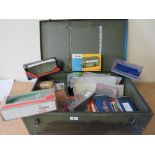 METAL CHEST FULL OF EMPTY DIE CAST VEHICLE BOXES, boxes include mainly EFE, Corgi, Oxford etc., some
