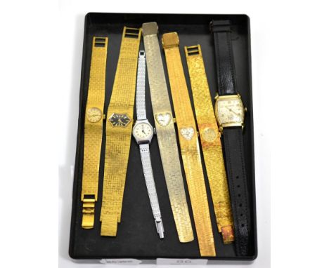 A Bulova wristwatch and six lady's wristwatches signed Rotary, Tissot, Oris Limit etc (7)