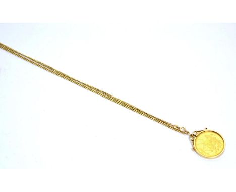 Pobjoy Mint, Commemorative Elizabeth II Isle of Man, 1979 22ct gold proof coin, loose mount in a 9ct gold frame, as a pendant