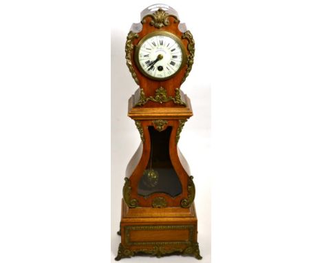 An 18th century style French miniature longcase clock, Roman enamel dial , gilt mounts 