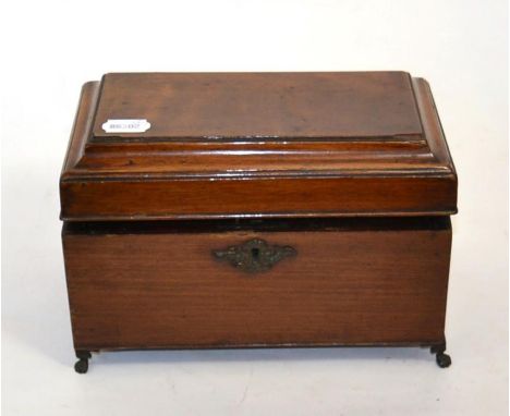 Georgian mahogany tea caddy, 9ct gold floral pendant and chain, and other costume jewellery