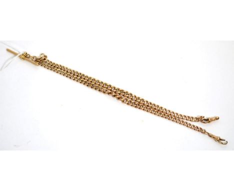 A 9ct gold double Albert chain with 'T' bar 35.6g