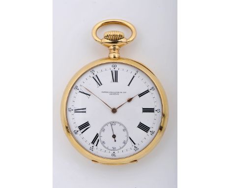 A pocket watch, 750/1000 gold case no. 237560, mechanical winding movement no. 129257, Swiss, 19th/20th C., mechanism require