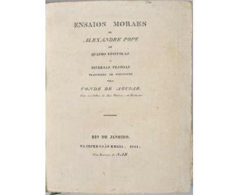 POPE, Alexander.- Ensaios moraes de Alexandre Pope em quatro epistolas a diversas pessoas / traduzidas em portuguez pelo Cond
