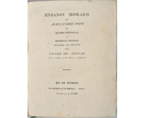 POPE, Alexander.- Ensaios moraes de Alexandre Pope em quatro epistolas a diversas pessoas / traduzidas em portuguez pelo Cond