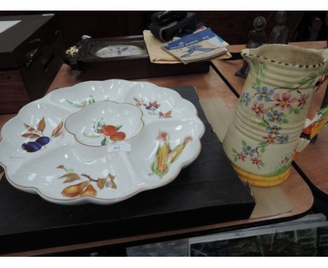A Royal Worcester hors d'ouvres tray and ceramic jug