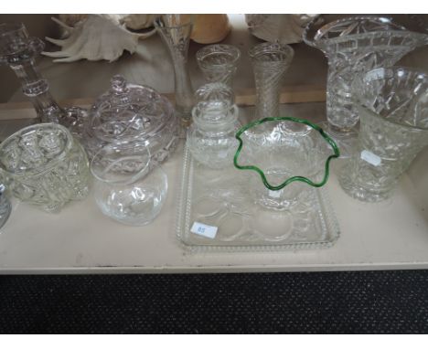 A shelf of glassware