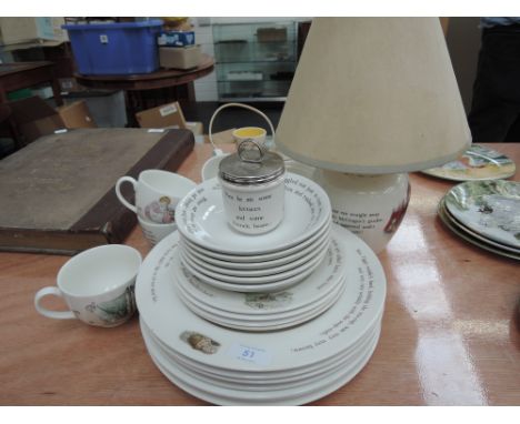 A Wedgwood Peter Rabbit dinner service and table lamp 