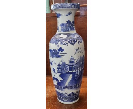 Modern ceramic Oriental design blue and white floor vase.  62cm high approx.  (B.P. 21% + VAT) 