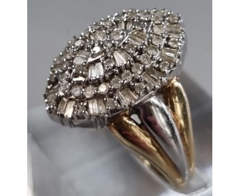 Gold diamond pear shaped cluster ring.  Unmarked.  6.5g approx.  Size O.  (B.P. 21% + VAT) 