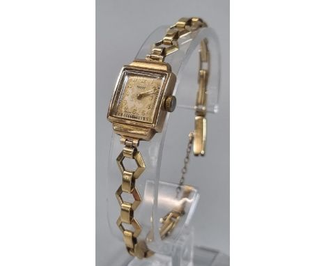 9ct gold faced Rotary ladies wristwatch, the strap marked 9ct PPLD.  13.5g approx.  (B.P. 21% + VAT) 