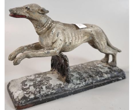 Vintage spelter study of a Greyhound jumping a fence.  (B.P. 21% + VAT) 