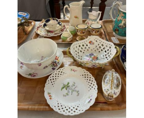 Collection of British and continental pottery and porcelain items, mainly 19th century to include: graduated set of 'Imari' d