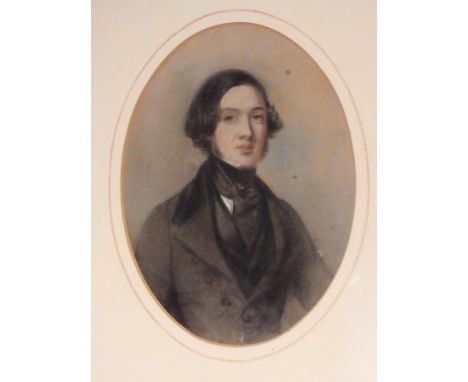 Chalk and pastel
Half-length portrait, Victorian gentleman wearing dark coat and cravat, labelled verso "Could be Frank Jacks