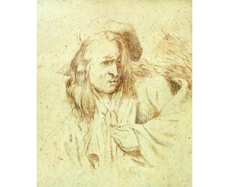Pen and ink sketch of a 17th century figure in the Old Master style, 11cm x 9cm 