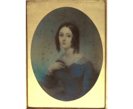 Unattributed
Chalk and pastel
Half-length portrait of Eliza Beatty, nee Moore wearing blue dress with white lace collar and c