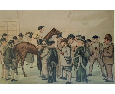 Vanity Fair print 
Newmarket 1885, labelled verso "This is the rarest of three racing prints out of the magazine Vanity Fair 