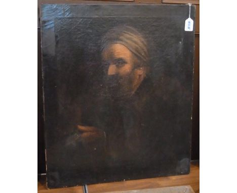 19th century continental school 
Oil on canvas 
Half-length portrait of a merchant, unsigned, unframed, 57cm x 56cm 