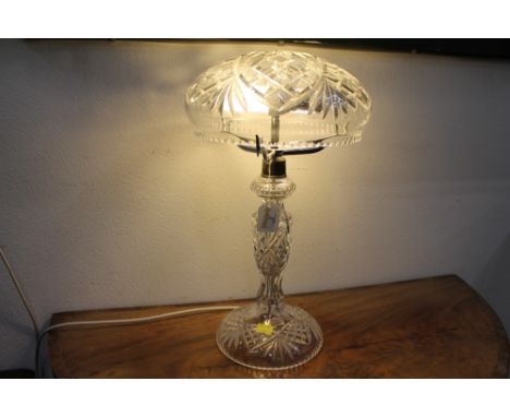 1930's style crystal glass lamp and shade