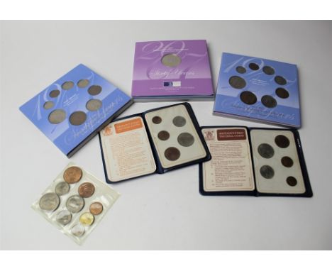 Collection of GB cased coins, Britain's First Decimal Coins (x 2), Diamond Wedding Coin Collection 1947-2007 (x 3) and 1953 p